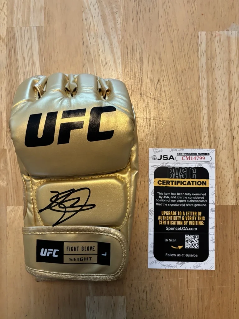 Kelvin Gastelum SIGNED AUTOGRAPHED UFC GLOVE MMA FIGHTER GOLD JSA