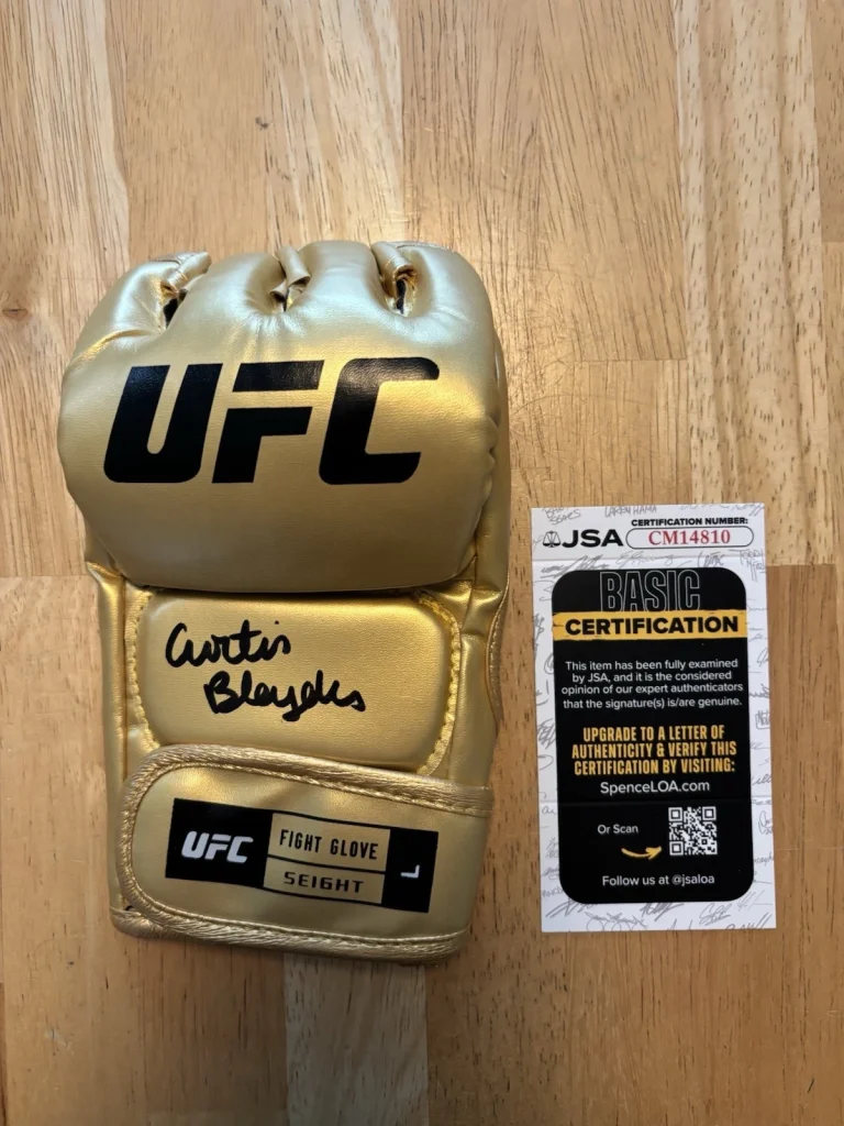 CURTIS BLAYDES signed autographed Gold  UFC Fight Glove Jsa Coa