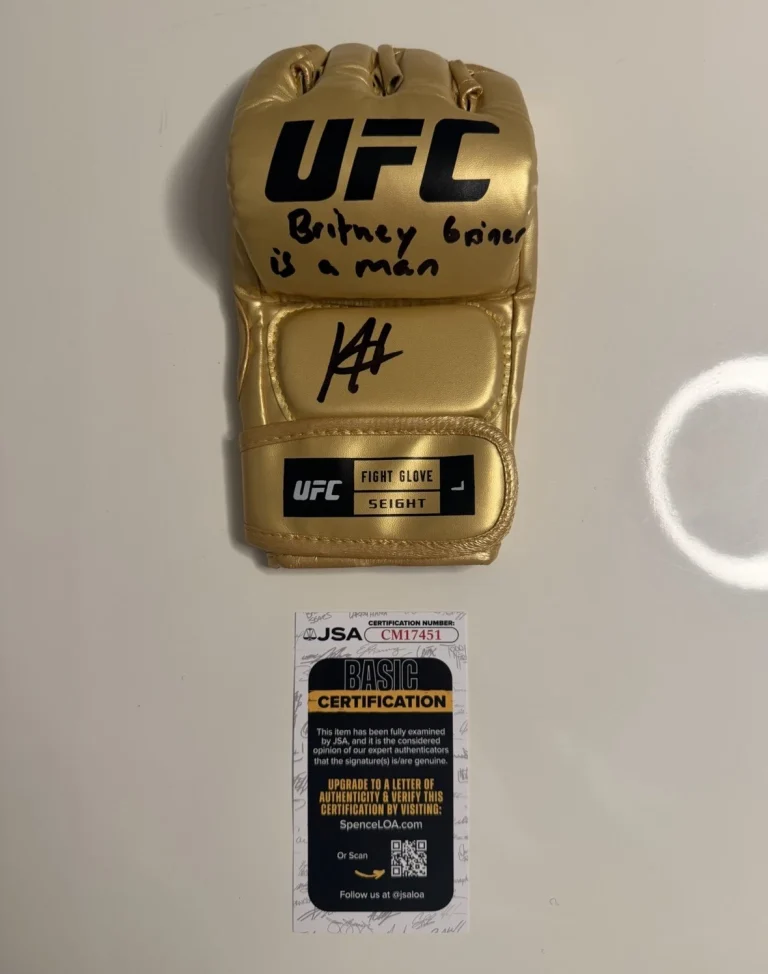 Josh Hokit Autographed Gold UFC Glove MMA Inscribed Rare JSA COA