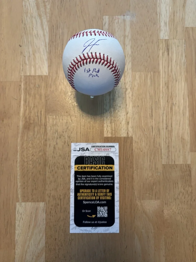 Justin Foscue Texas Rangers Signed Autographed Inscribed Baseball. Jsa Coa