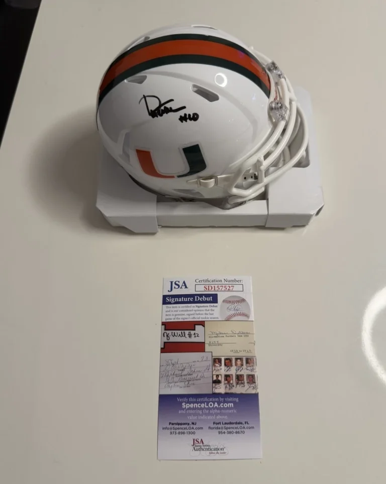 Darian Mensah Miami Hurricanes Autographed Mini Helmet Signature Debut JSA COA