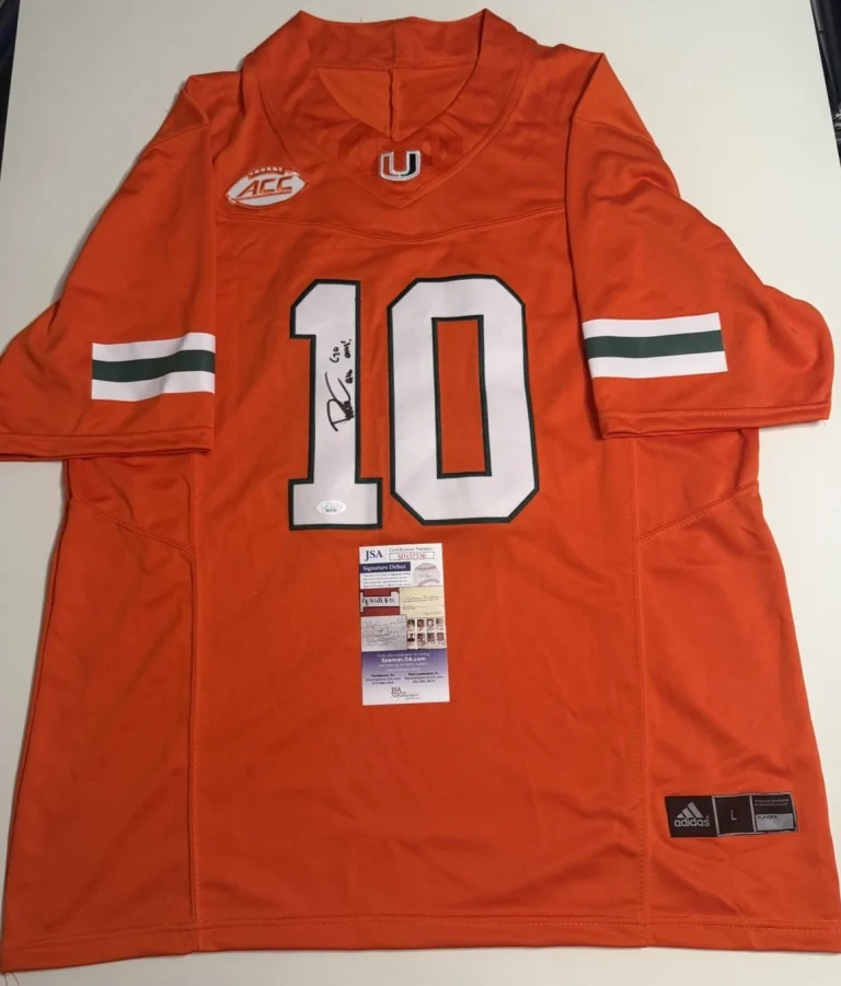 Darian Mensah Miami Hurricanes Autographed Jersey Star Inscribed JSA COA
