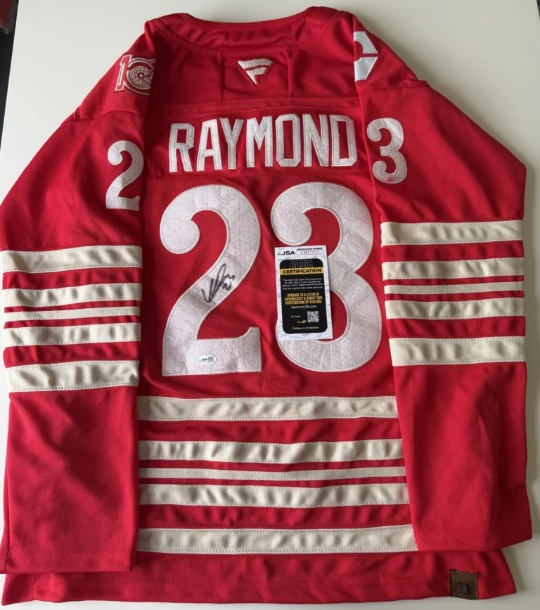 Lucas Raymond Detroit Red Wings Autographed Jersey JSA COA