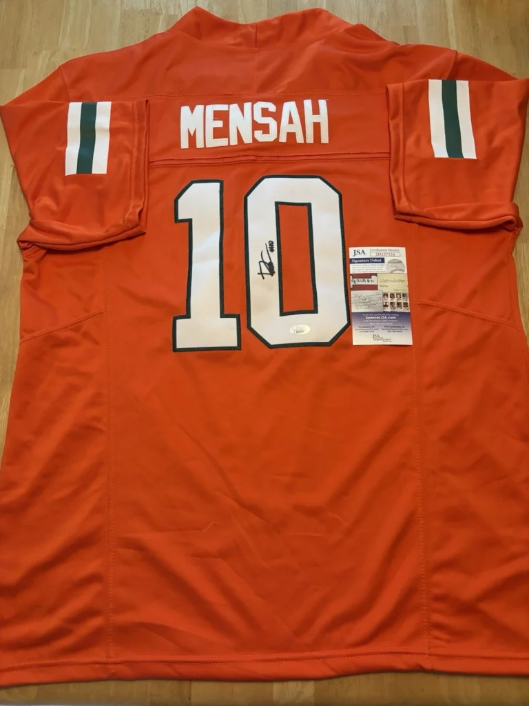 Darian Mensah Miami Hurricanes Autographed Jersey Star Signature Debut JSA COA