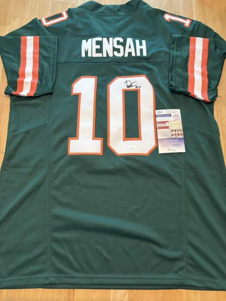 Darian Mensah Miami Hurricanes Autographed Jersey Star Signature Debut JSA COA