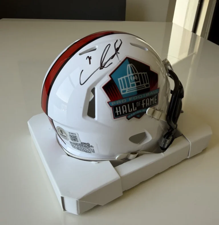 Ed Reed Baltimore Ravens Autographed Hall of Fame Mini Helmet HOF Miami Beckett