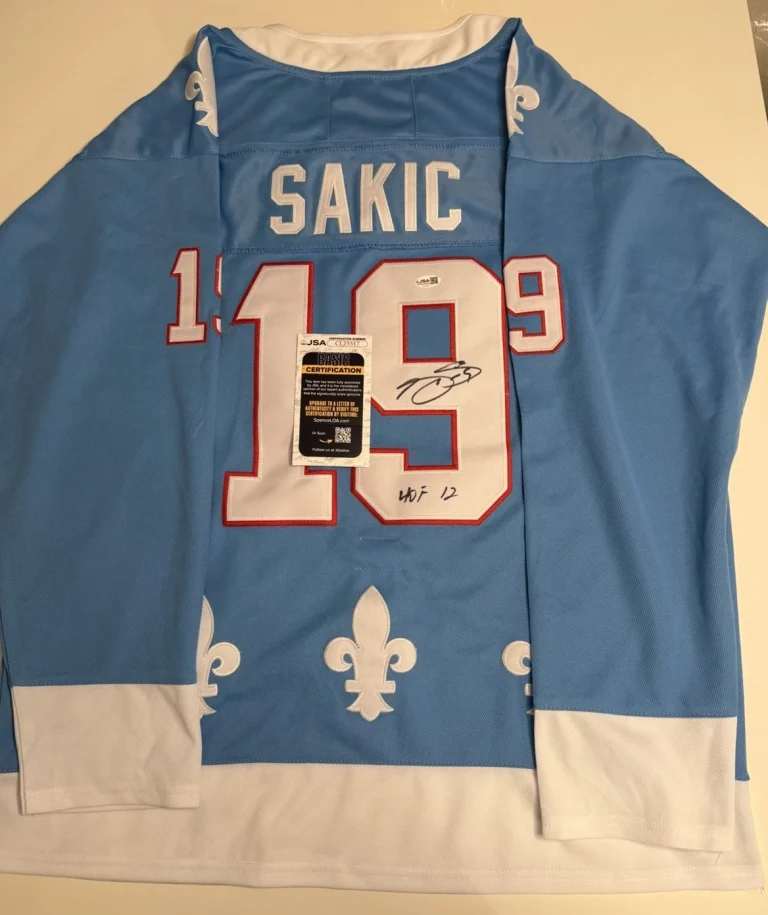 Joe Sakic Quebec Nordiques Autographed Jersey Inscribed “HOF 12” JSA COA