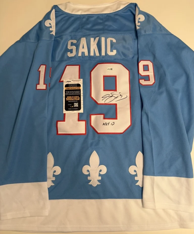 Joe Sakic Quebec Nordiques Autographed Jersey Inscribed “HOF 12” JSA COA