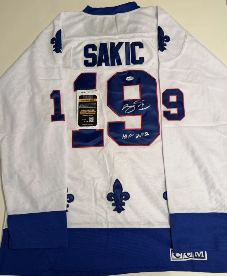 Joe Sakic Quebec Nordiques Autographed Jersey Inscribed “HOF 12” JSA COA