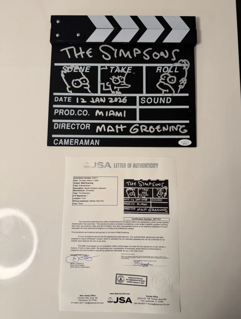 Matt Groening Autographed Directors Clapboard The Simpsons Triple Sketch JSA COA