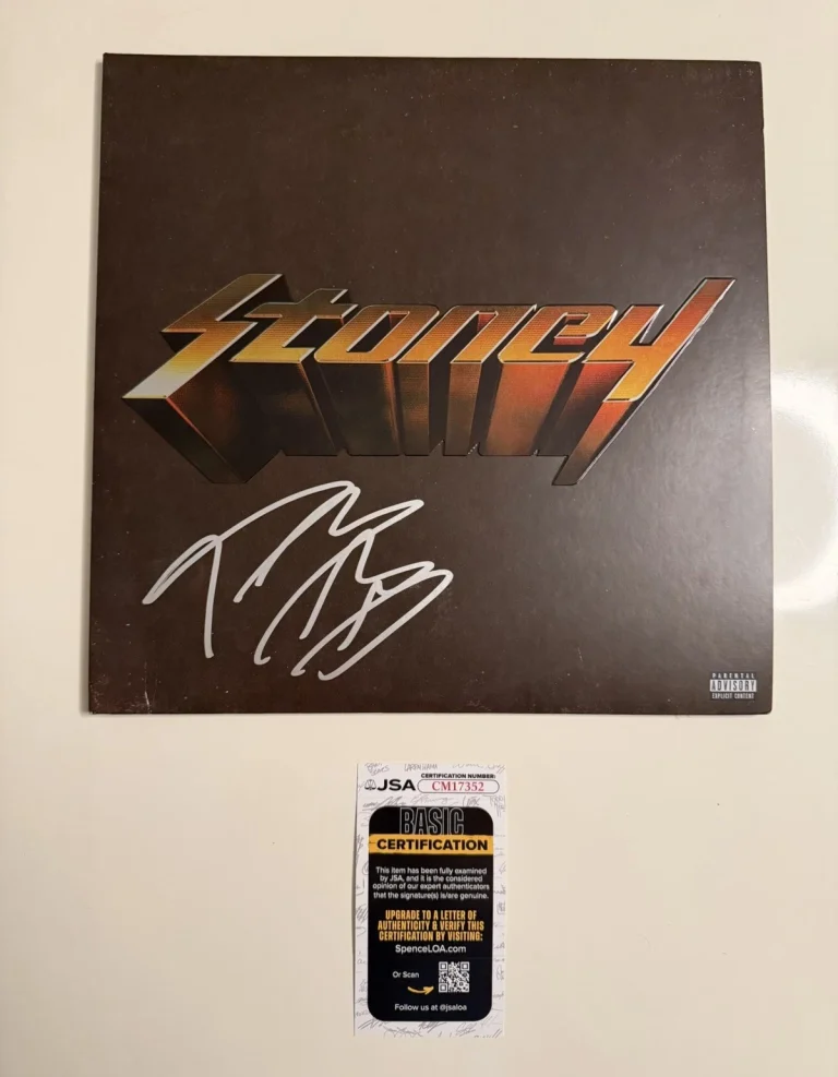 Post Malone Autographed Stoney Vinyl Record Star JSA COA