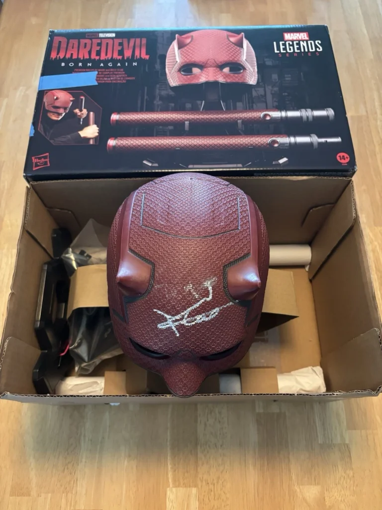CHARLIE COX SIGNED DAREDEVIL BORN AGAIN MASK MARVEL LEGENDS AUTO JSA COA