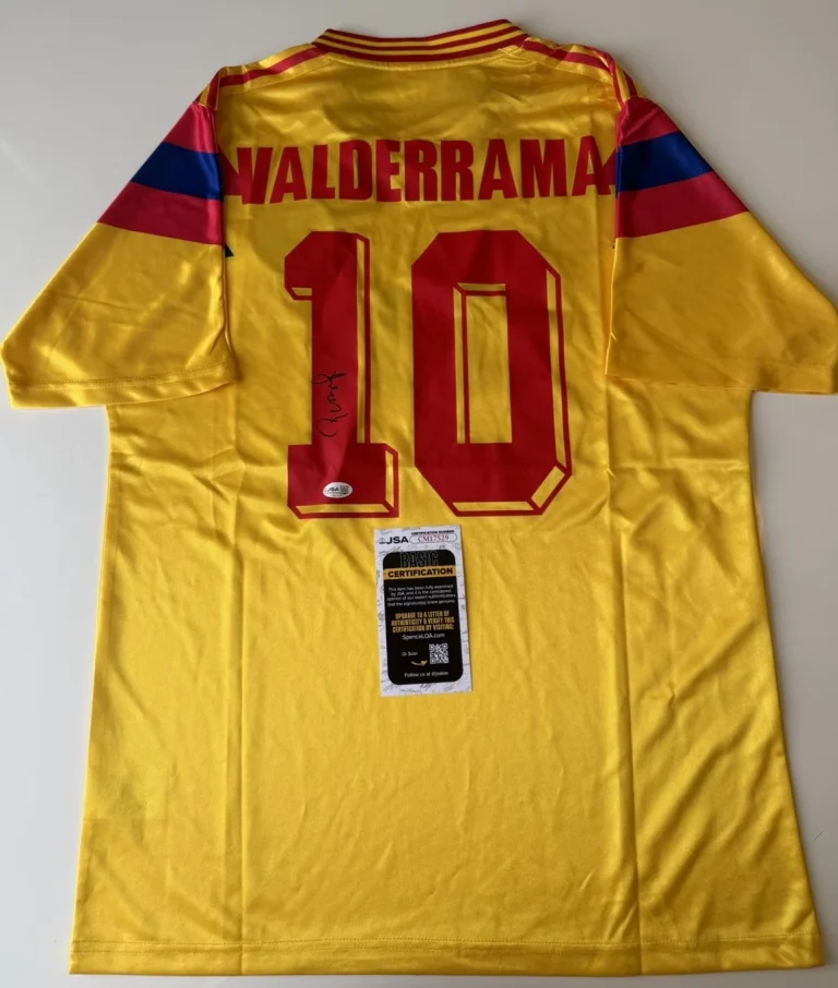 Carlos Pibe Valderrama Autographed Colombia Soccer Jersey Rare JSA COA