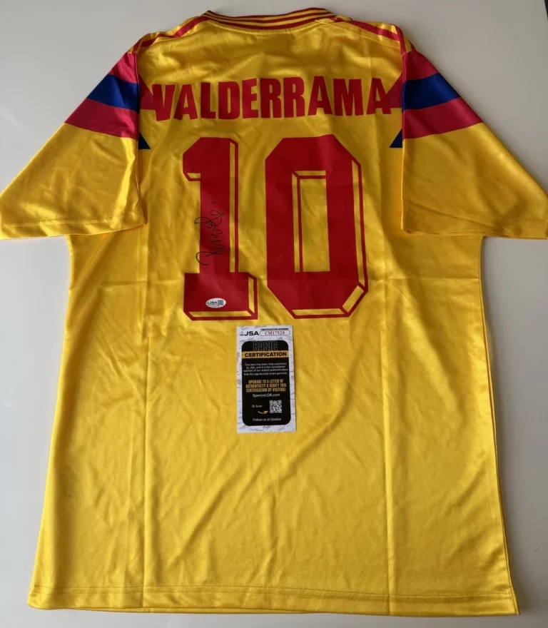 Carlos Pibe Valderrama Autographed Colombia Soccer Jersey Rare JSA COA