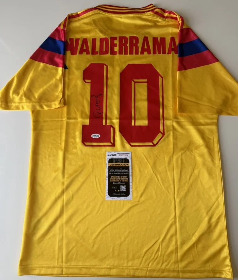 Carlos Pibe Valderrama Autographed Colombia Soccer Jersey Rare JSA COA