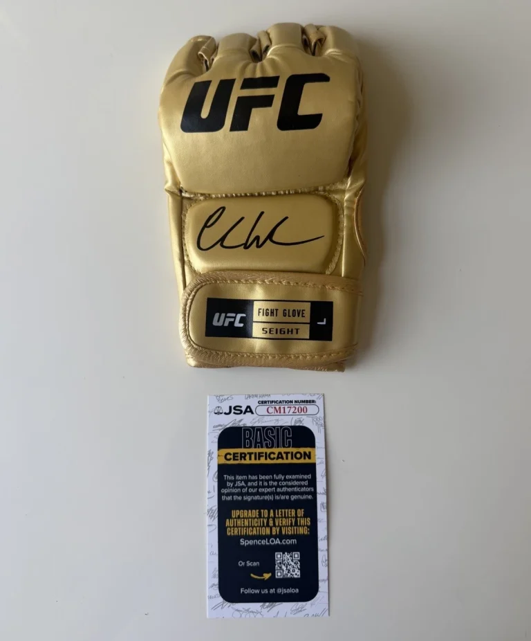 Chris Weidman Autographed Gold UFC Glove MMA Champ JSA COA