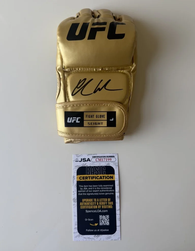 Chris Weidman Autographed Gold UFC Glove MMA Champ JSA COA