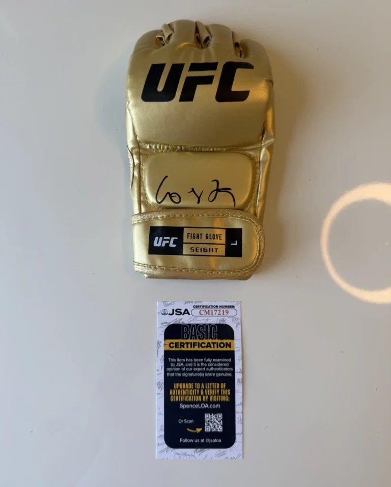 Paulo Costa Autographed Gold UFC Glove MMA Fighter JSA COA