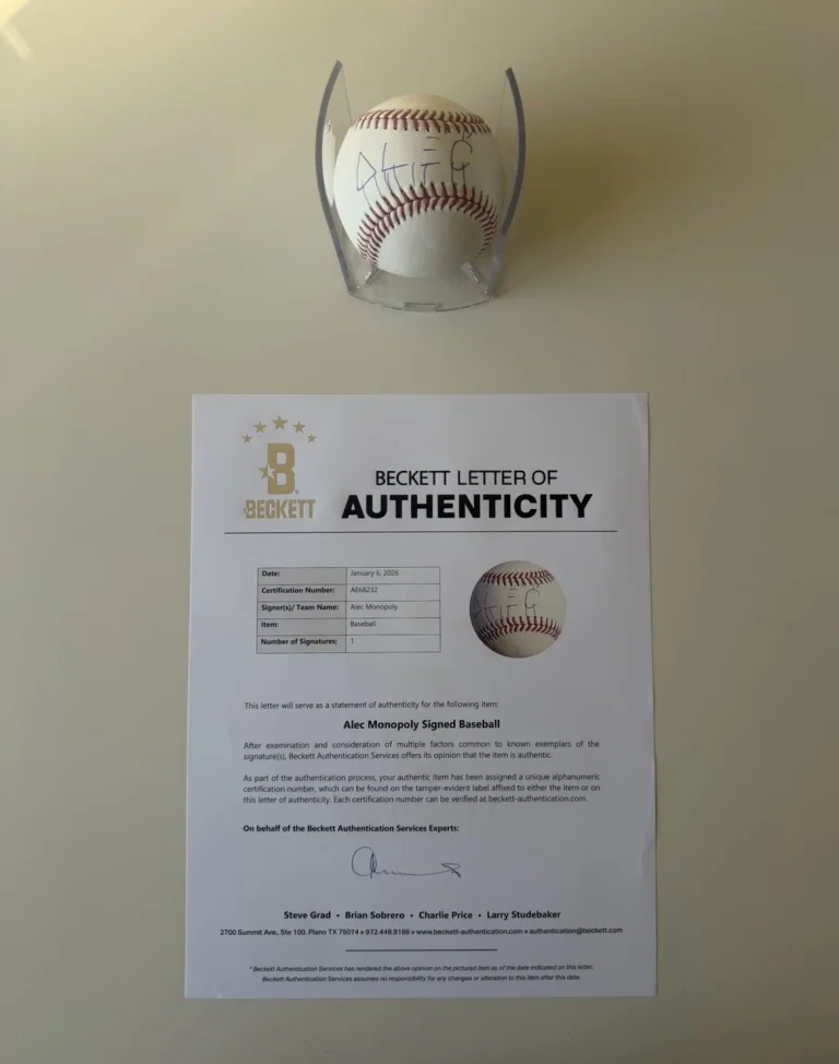 Alec Monopoly Autographed Baseball Rare Artist Beckett LOA