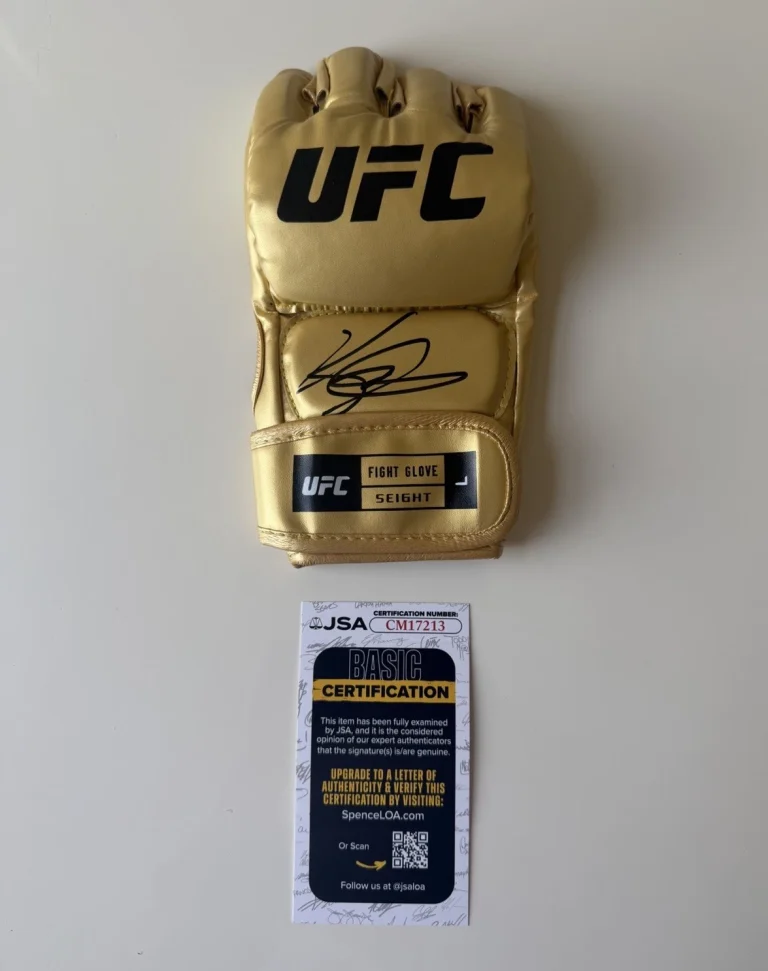 Kelvin Gastelum Autographed Gold UFC Glove MMA Rare JSA COA