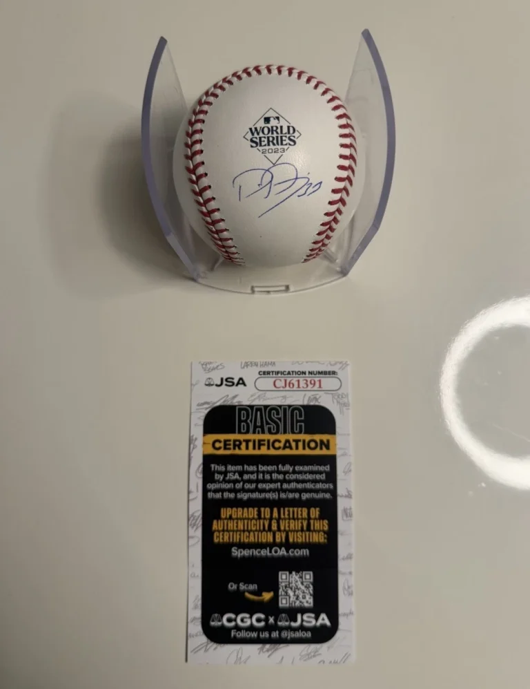 Dane Dunning Texas Rangers Autographed 2023 World Series Baseball JSA COA
