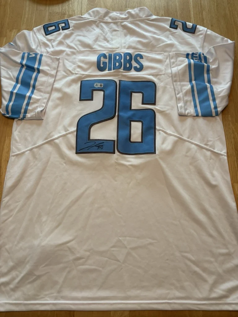 Jahmyr Gibbs Autographed Signed Detroit Lions  Jersey. Beckett Coa Rare