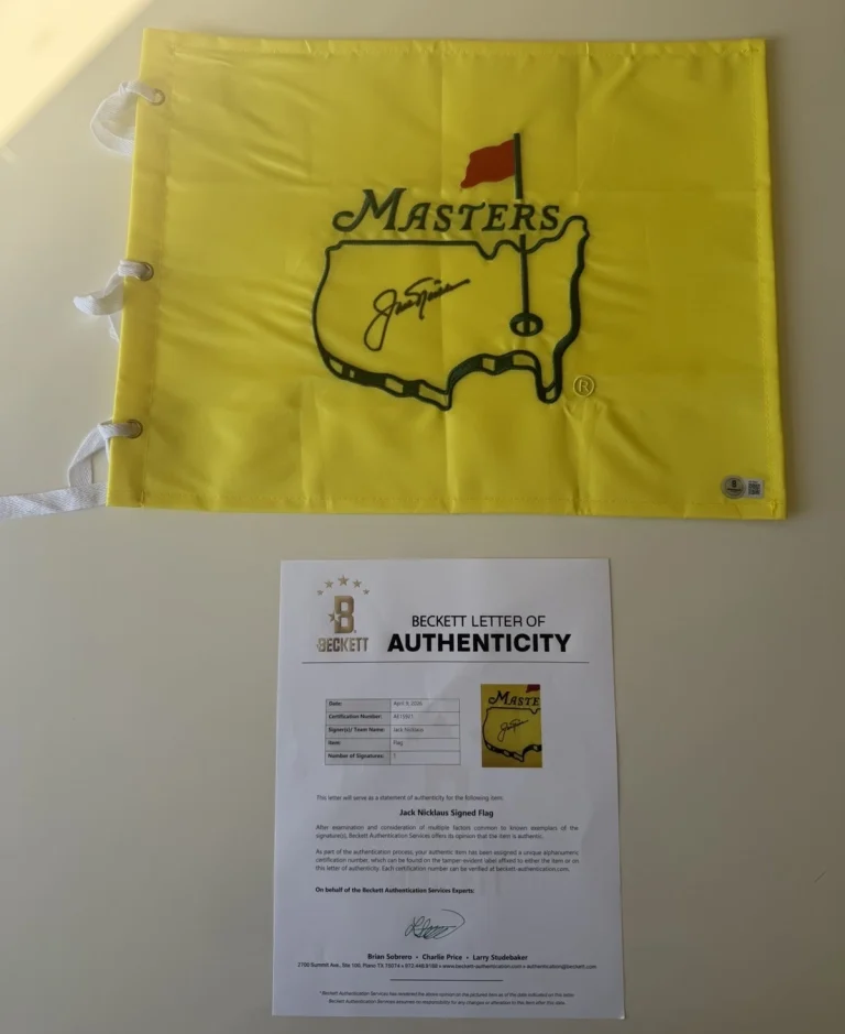Jack Nicklaus Autographed Undated Masters Flag 6x Masters Winner Beckett LOA