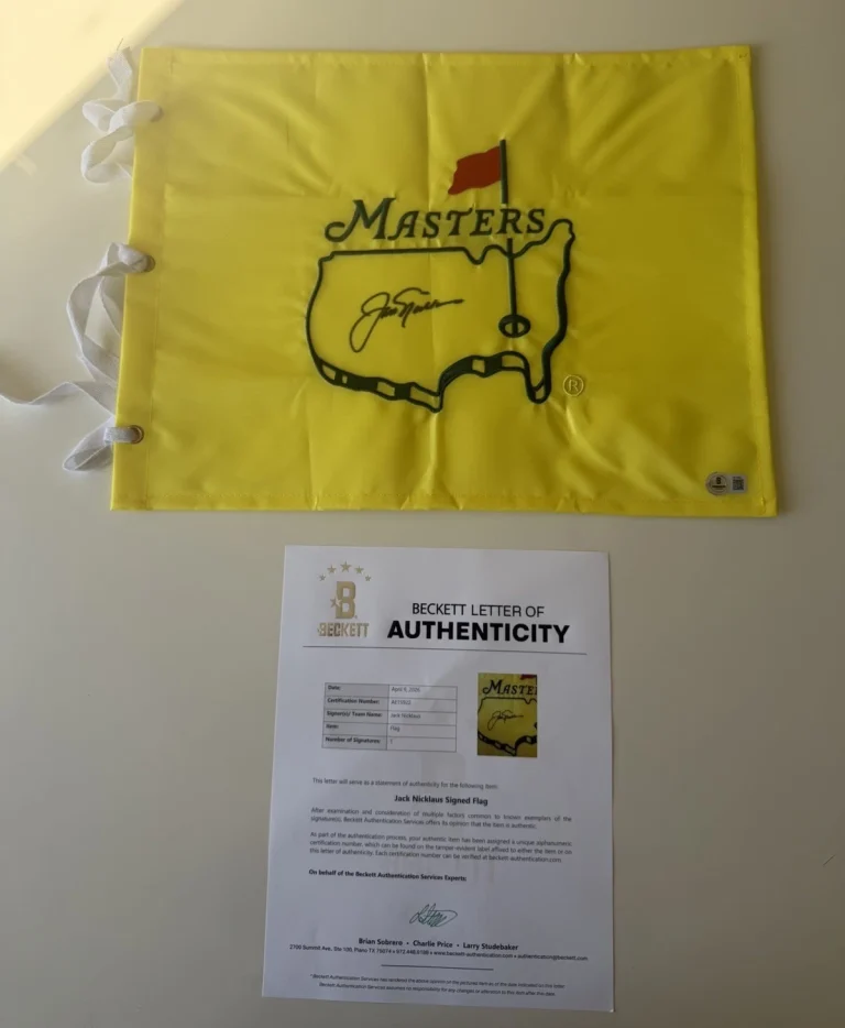 Jack Nicklaus Autographed Undated Masters Flag 6x Masters Winner Beckett LOA