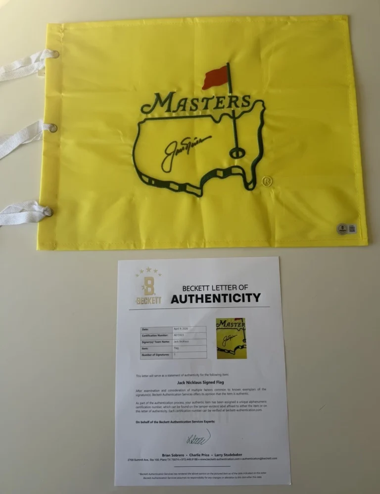 Jack Nicklaus Autographed Undated Masters Flag 6x Masters Winner Beckett LOA