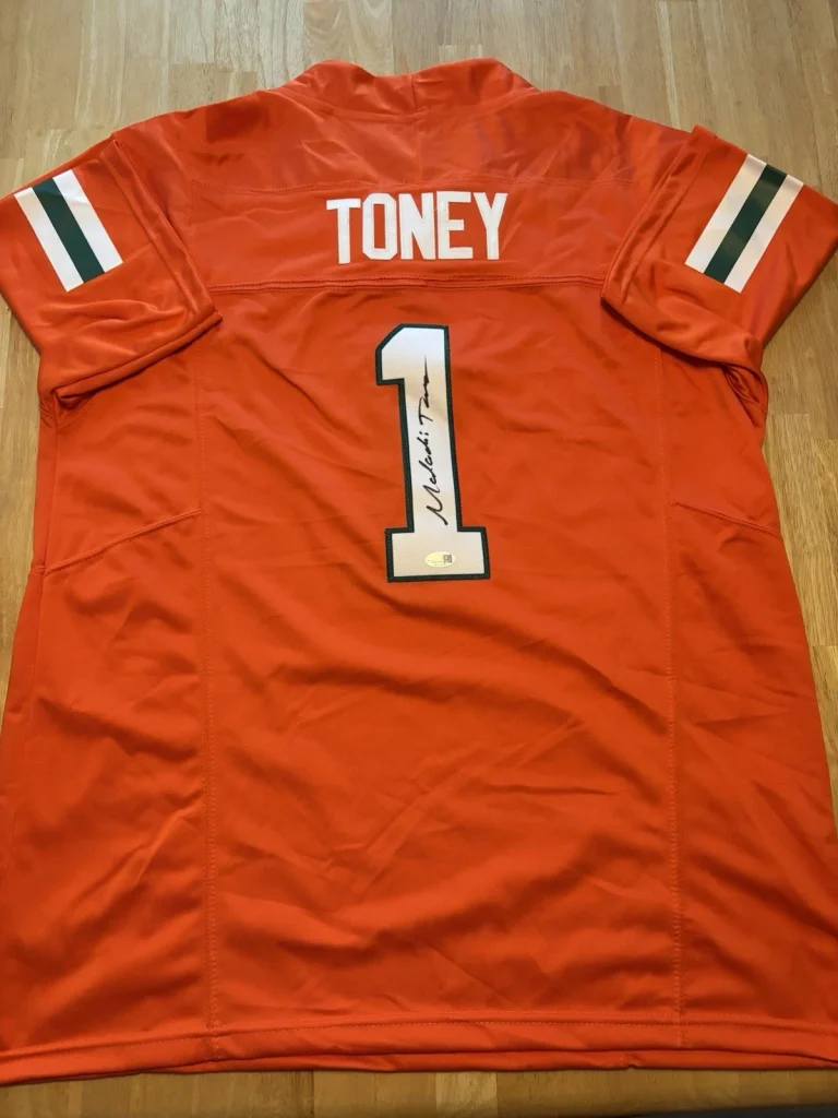 Malachi Toney Signed Autographed Miami Hurricanes Jersey FULL NAME AUTO. JSA Coa