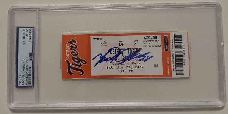 Miguel Cabrera Detroit Tigers Autographed 3,000 Hit Ticket 4/23/22 PSA