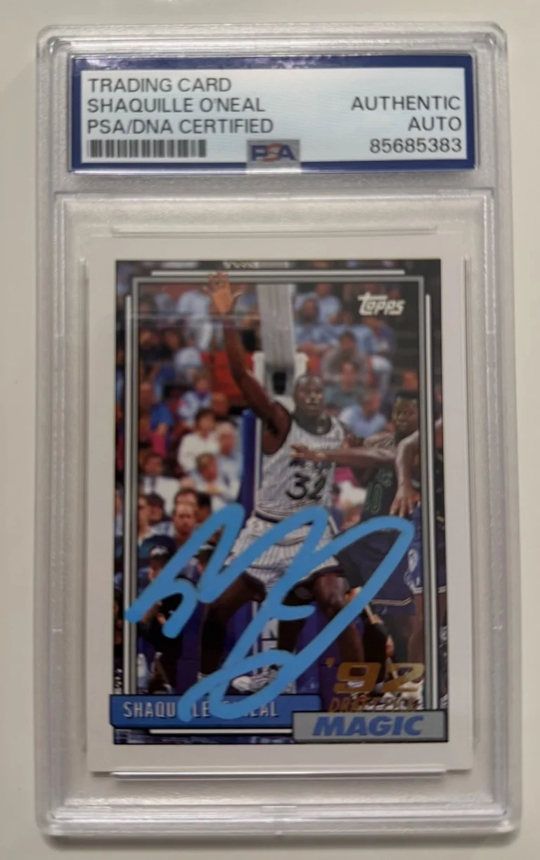 Shaquille O'Neal Orlando Magic 1992 Topps Rookie Card Autographed Shaq #362 PSA