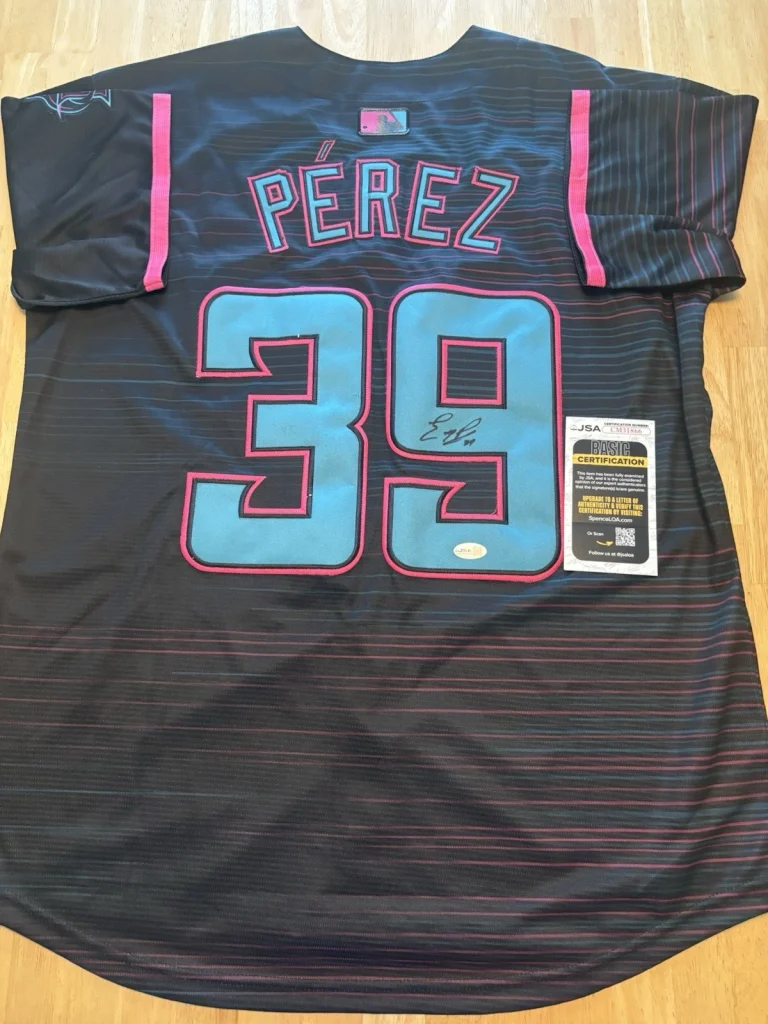 Eury Perez Miami Marlins Autographed Signed Jersey JSA COA Certified.