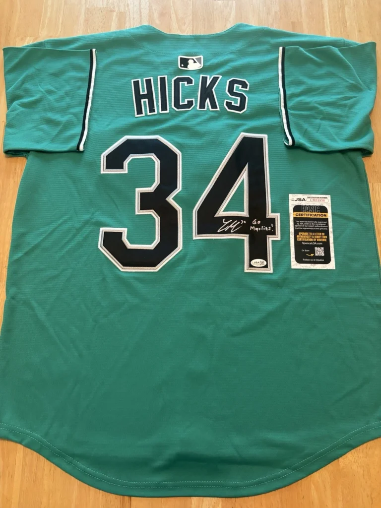 Liam Hicks Signed Autographed Inscribed  Miami Marlins Jersey. JSA Coa Rare