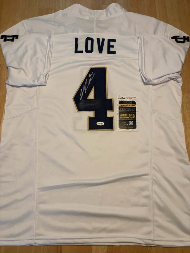 Jeremiyah Love Signed Autographed Notre Dame Jersey. JSA Coa Rare. Az Cardinals