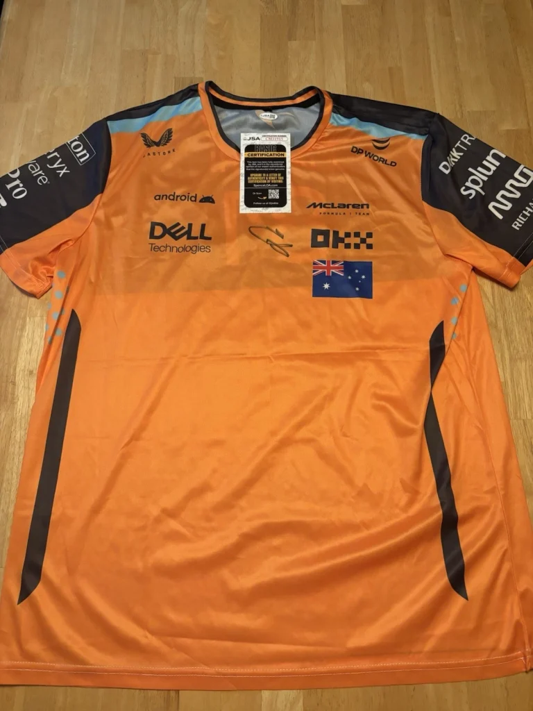 Oscar Piastri Signed Autographed McLaren Shirt Formula 1 Australian Champ JSA