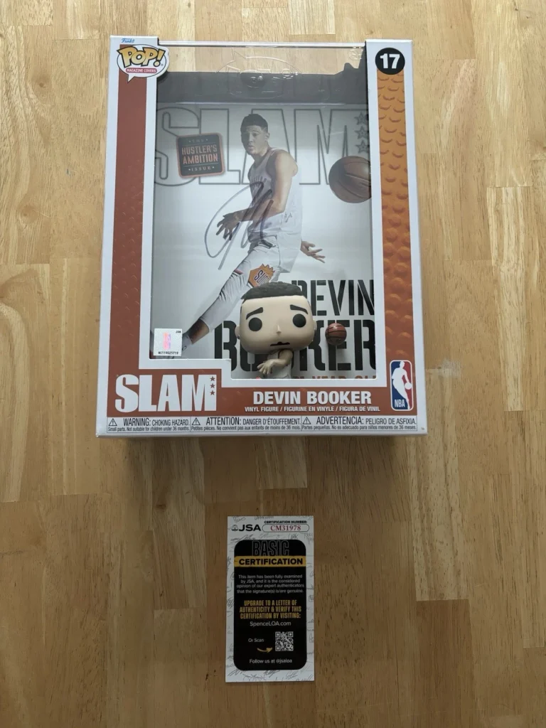 Devin Booker Signed Autographed Jumbo Slam Funko Pop #17 JSA COA. Phoenix Suns