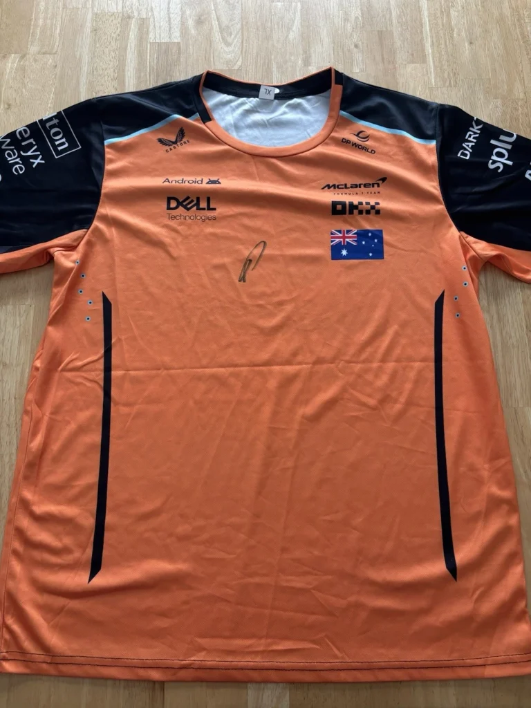 Oscar Piastri Signed Autographed McLaren Shirt Formula 1 Australian Champ JSA