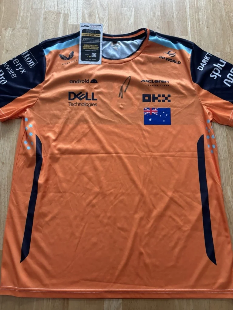 Oscar Piastri Signed Autographed McLaren Shirt Formula 1 Australian Champ JSA