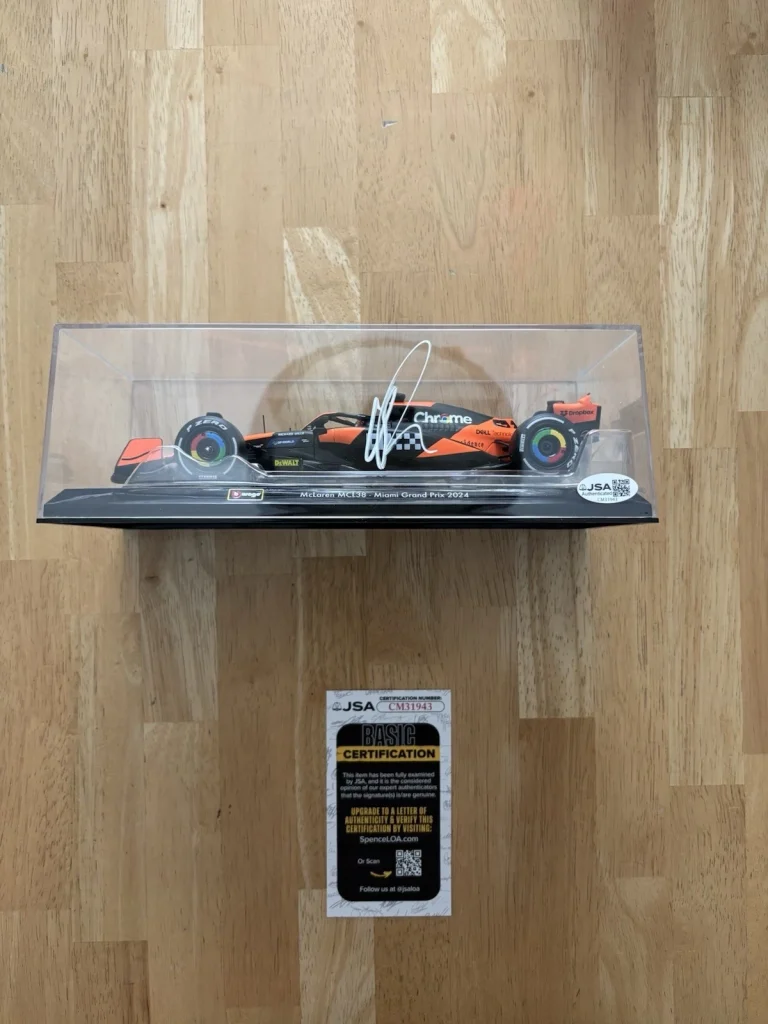 Oscar Piastri Signed Autographed 1:43 Burago F1 2024 Miami Grand Prix Model. JSA