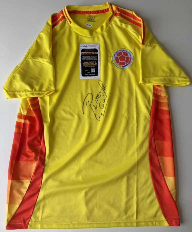 Carlos Pibe Valderrama Autographed Colombia Jersey Star JSA COA