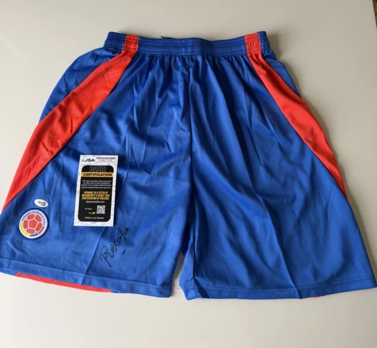 Carlos Pibe Valderrama Autographed Colombia Shorts World Cup JSA COA