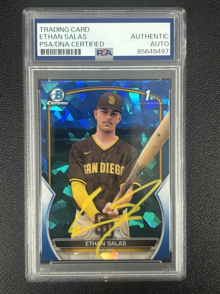 Ethan Salas 2023 Bowman Chrome Sapphire Auto PSA DNA 1st Bowman #BCP-171 Padres