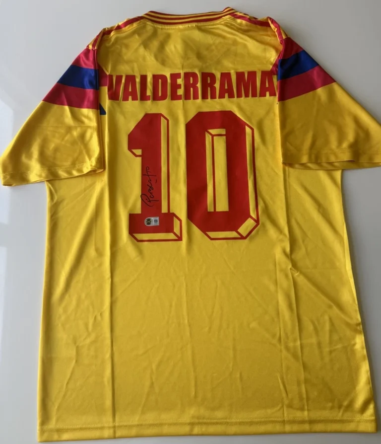 Carlos Pibe Valderrama Autographed Colombia Soccer Jersey Rare Beckett