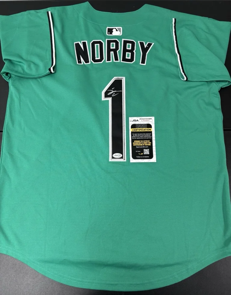 Connor Norby Signed Autographed Miami Marlins City Edition Teal Jersey. Jsa Coa