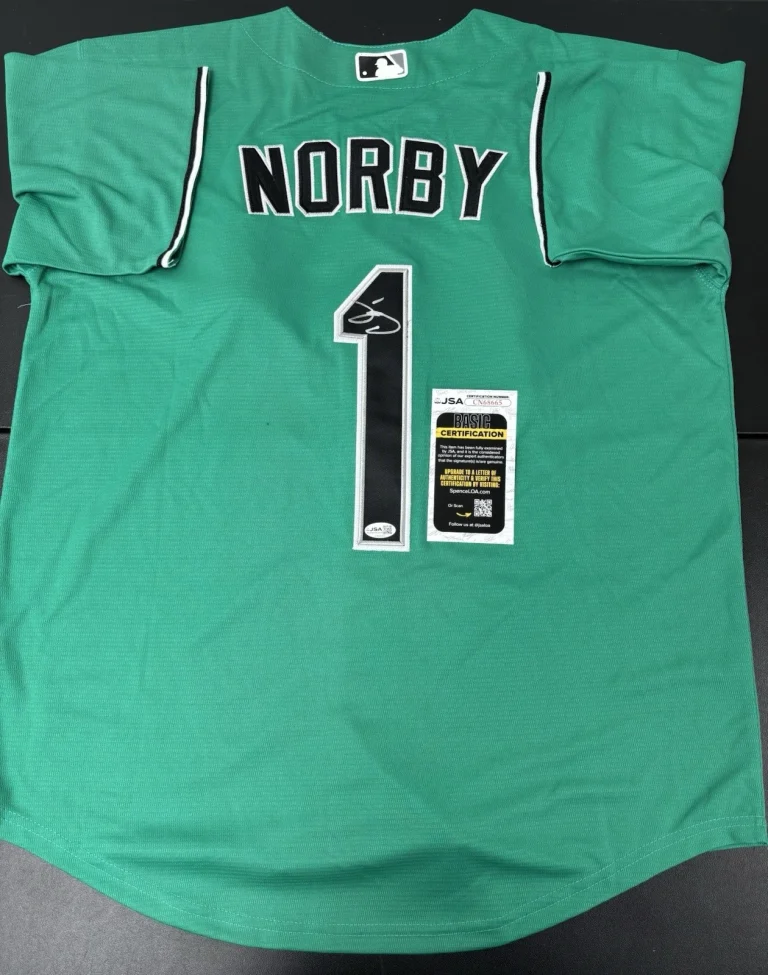 Connor Norby Signed Autographed Miami Marlins City Edition Teal Jersey. Jsa Coa
