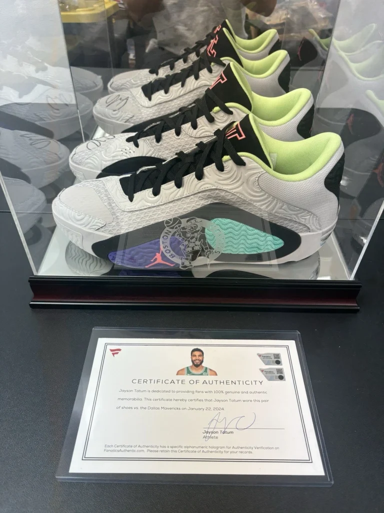 JAYSON TATUM 2024 GAME USED AUTOGRAPHED/INSCRIBED SHOES FANATICS COA. Champions