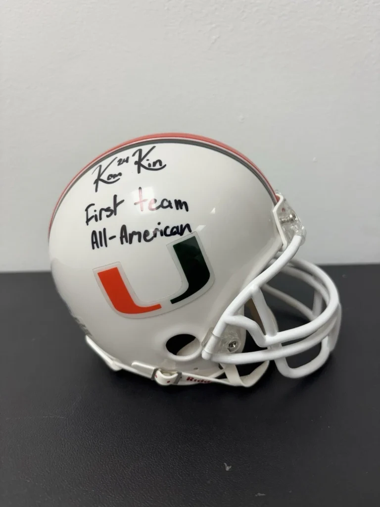 KAM KINCHENS MIAMI HURRICANES SIGNED AUTOGRAPHED Inscribed  MINI HELMET BECKETT