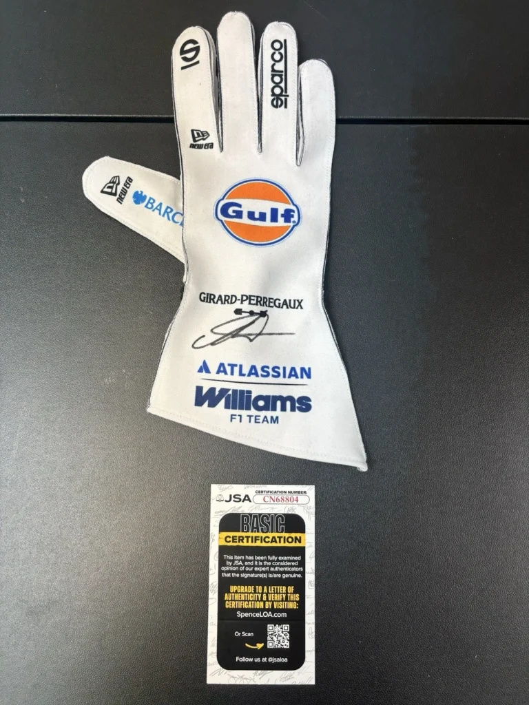 Alexander Albon Signed Autographed Williams Racing Glove Formula 1. Jsa Coa