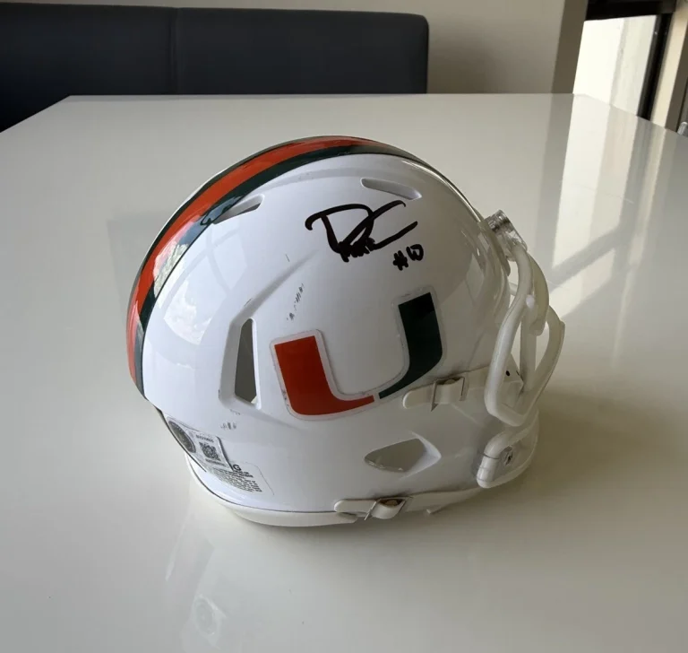 Darian Mensah Miami Hurricanes Autographed Mini Helmet Damaged Beckett
